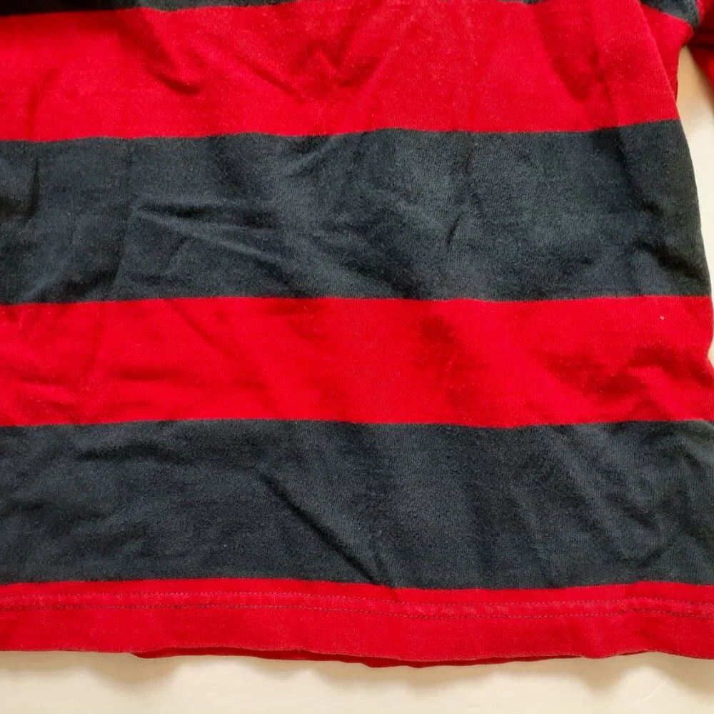 Old Navy Boys Shirt Polo Red Blue Stripe Long Sleeve Rugby XS 5